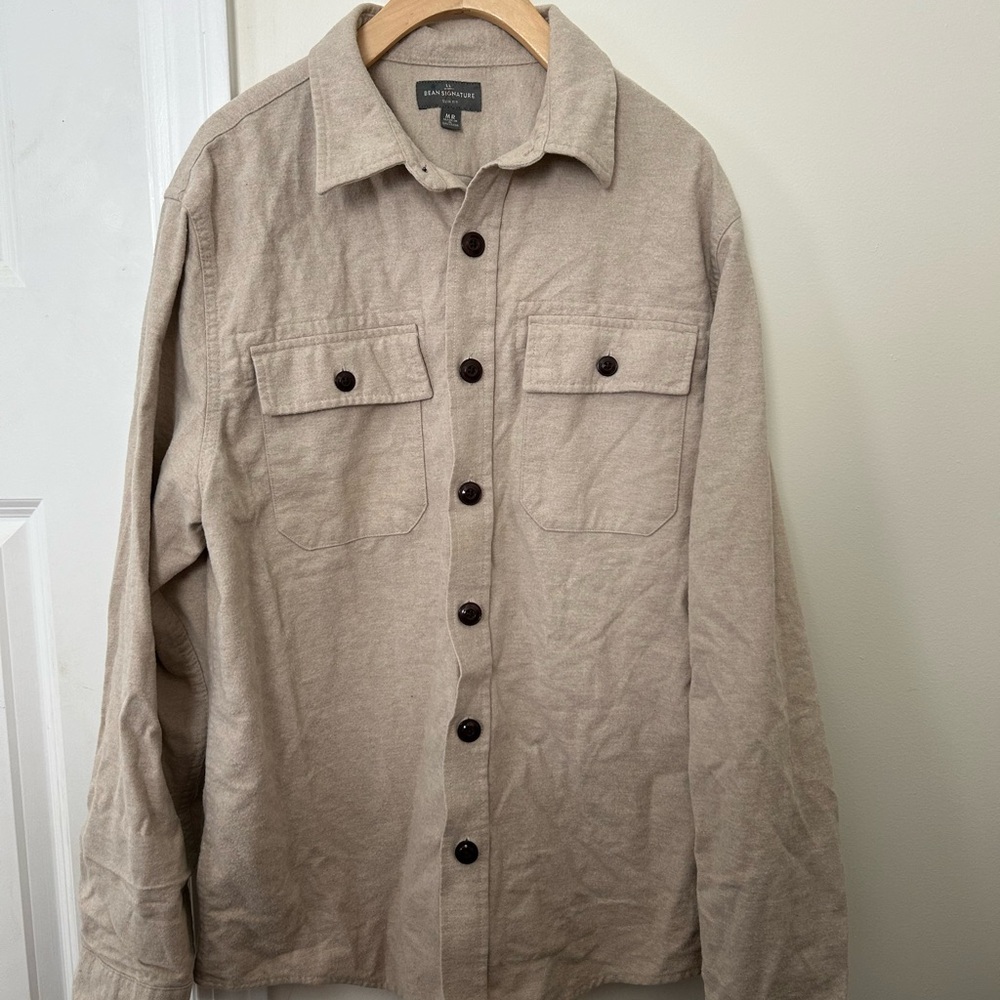 L.L. Bean Tan Brushed Button Down Shirt Relaxed Fit
